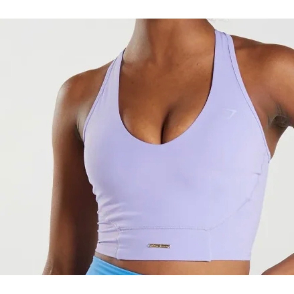 Gymshark Whitney Simmons Lilac Crop Tank Top Sweetheart Gold Logo Purple